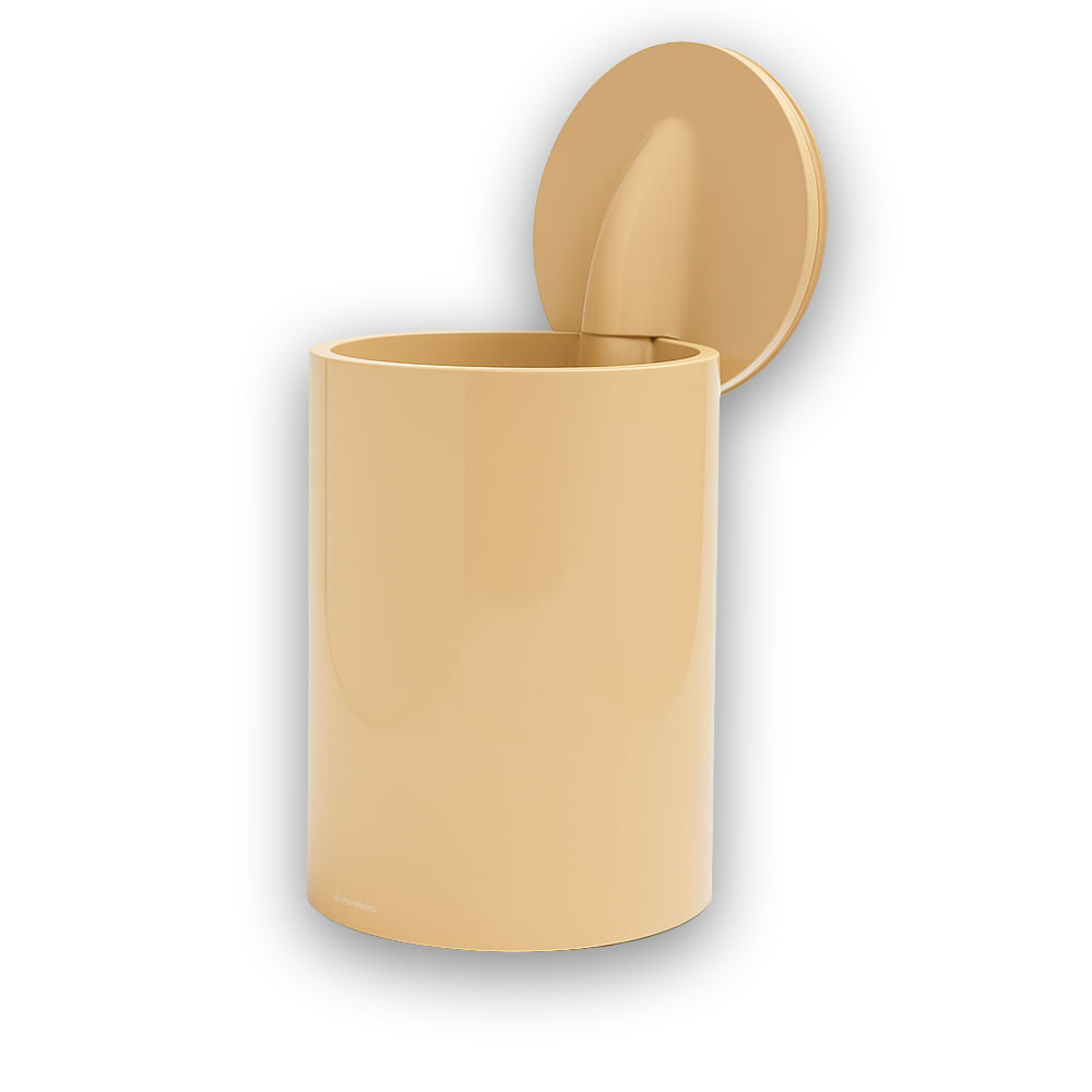 Lixeira com Tampa Redonda Soft Close Areia Brilhante Banho Mais